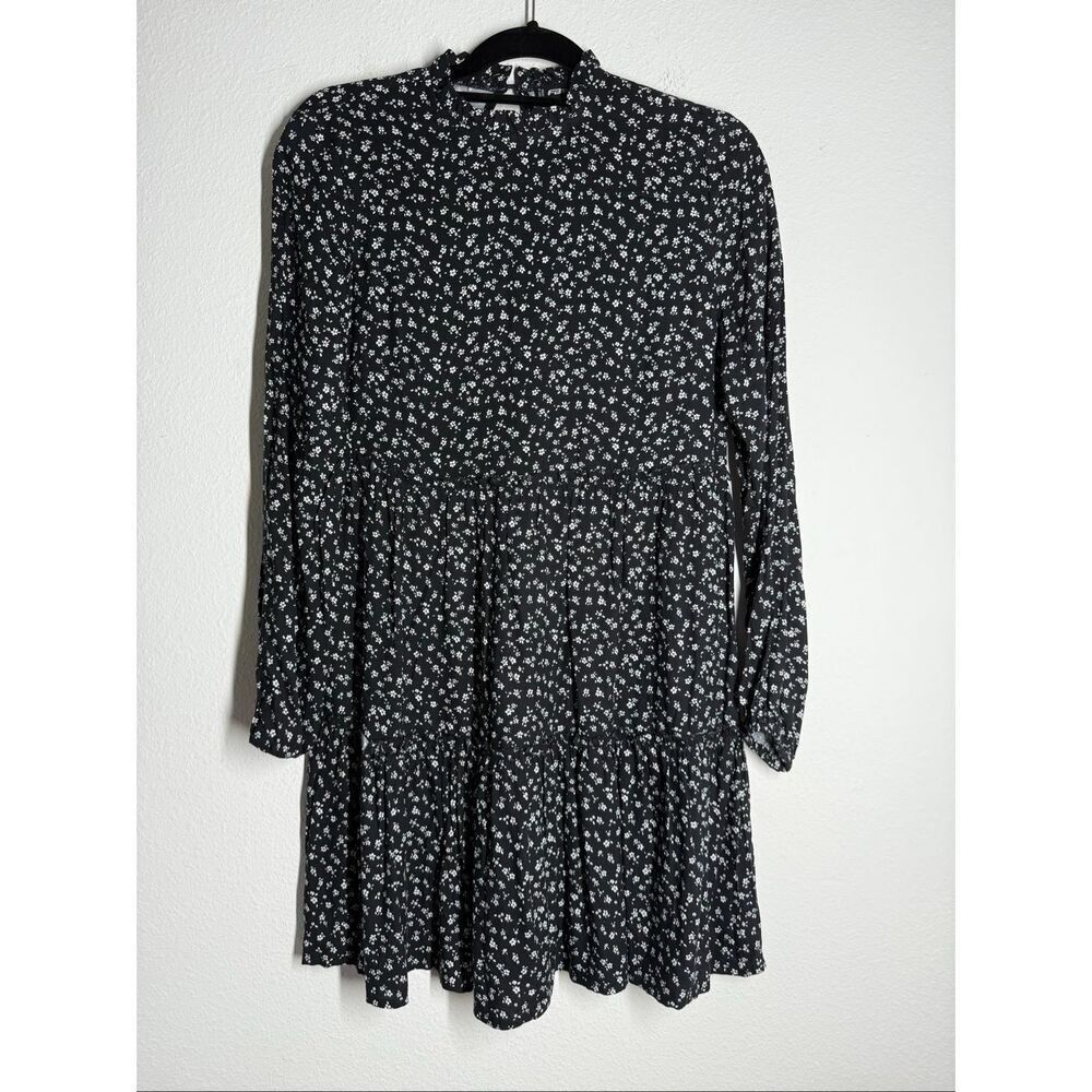 FB Sister Women’s Bohemian Floral Print Babydoll Mini Dress Long Sleeve Sz XS